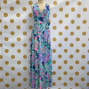 Lilly Pulitzer Delfina Maxi Wrap Dress in Indigo Exotic Escapade, Small, NWT